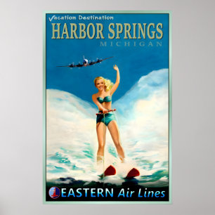 Poster Harbor Springs Michigan Eastern Air Lines Novo