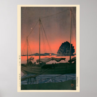 Poster Harbour Sunset por Kawase Hasui
