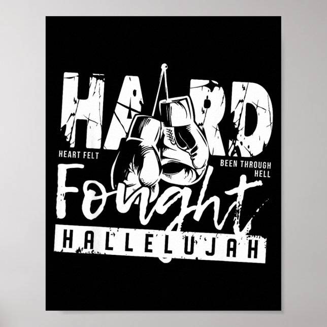 Poster Hard Fought Hallelujah Praise Jesus Bible Verse Ch (Frente)