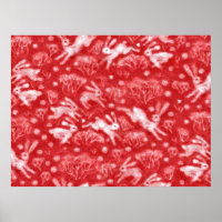 Hares Snow Field White Rabbits Winter Animals Red 