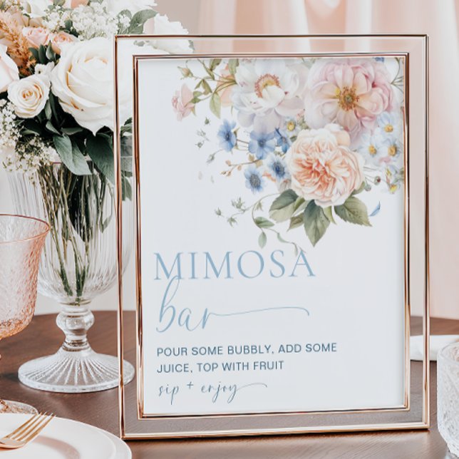 Poster Hargrove Blue Floral Mimosa Bar (Criador carregado)