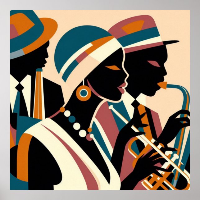 Poster Harlem Renaissance Abstrato Trio (Frente)