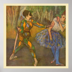 Pôster Harlequin and Columbine by Edgar Degas Vintage Art
