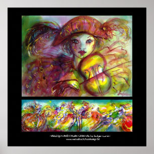 POSTER HARLEQUIN E CARNIVAL ITALIANO