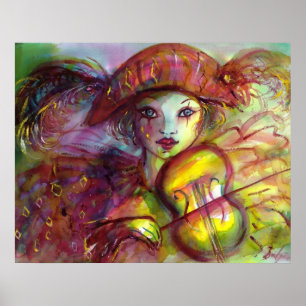 Pôster HARLEQUIN JOGANDO VIOLIN / Carnaval veneziano