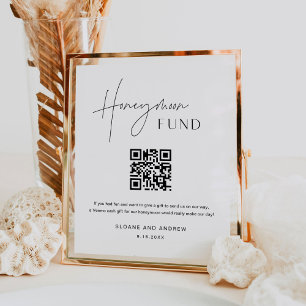 Poster HARLOW Honeymoon Fund Código QR Sinal de Casamento