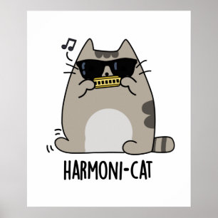 Poster Harmoni-cat Cinho Harmonica Cat Pun