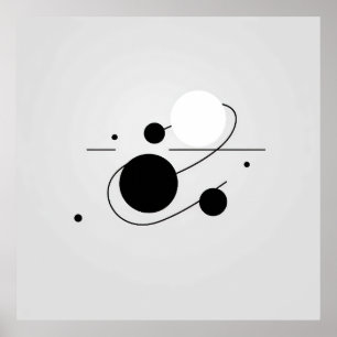 Poster Harmonia Cósmica: Círculo de Linha de Bola Branca 