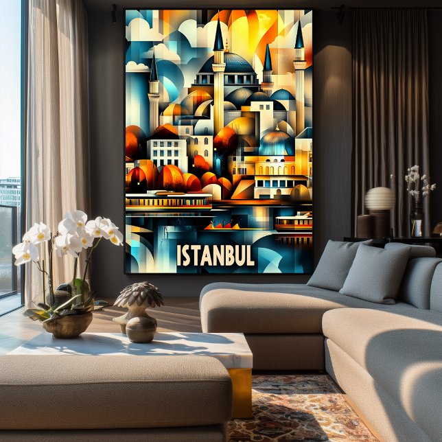 Poster Harmonia Cubista de Istambul - Arte Geométrica Cit (Criador carregado)