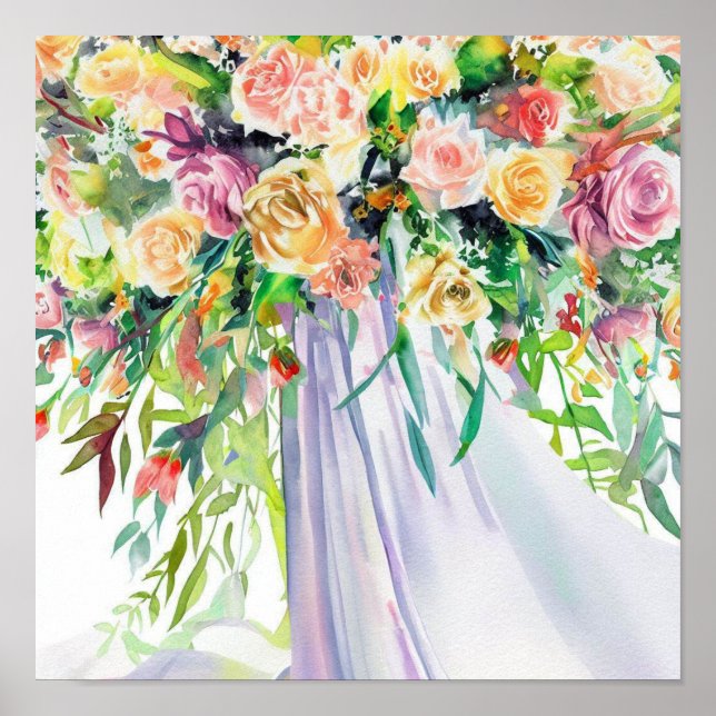 Poster Harmonia de Blooming, Buquê de Bridal em Cascata 1 (Frente)