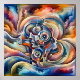 Poster Harmonia de Mentes - Abstrato - Arte Surreal