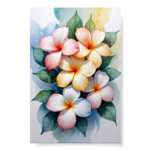 Harmonia de Plumeria Tropical em Aquarela