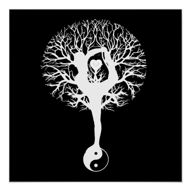 Pôster Harmonia e Equilíbrio Yin Yang Tree of Life (Frente)