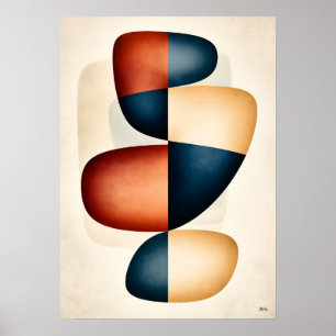Poster Harmonia Empilhada Arte Abstrata Japandi Biomórfic