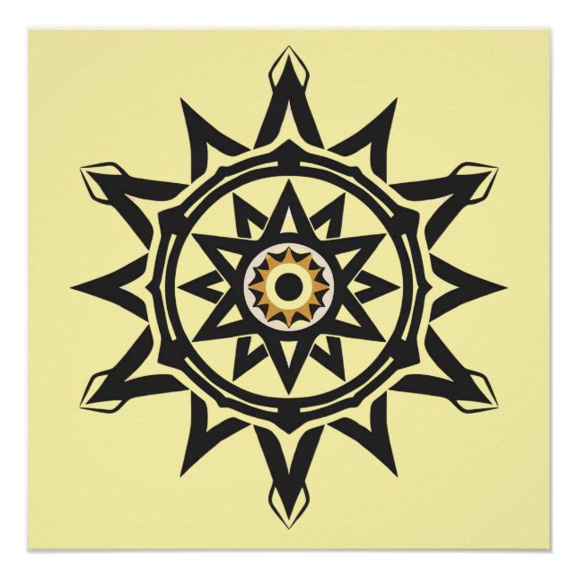 Pôster Harmonia Eterna Mandala - Geometria divina em Dour (Frente)