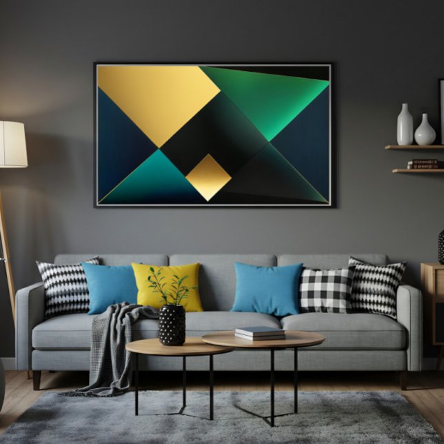 Poster Harmonia Geométrica Esmeralda e Dourado (Criador carregado)