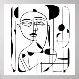 Poster Harmonia Irregular: Faces de Abstrato em Monocromo