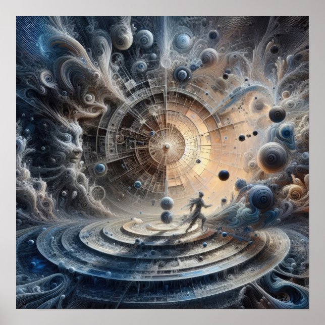 Poster Harmonia no Caos - Abstrato - Arte Surreal Digital (Frente)