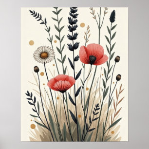Poster Harmonia Selvagem – Arte Botânica Boho em Linhas