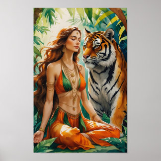 Poster Harmonia Selvagem: Bengal Tiger e Boho Muse