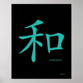 Poster Harmonia - Símbolo Teal Chinês - Caractere Preto