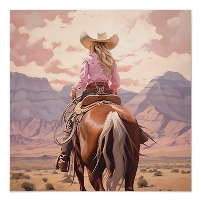 Pôster Harmônicas: Arte de Muro de Cowgirl (Frente)