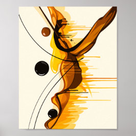 Poster Harmony of Amber and Black Abstract Motion