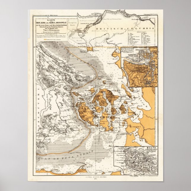 Pôster Haro Straiit Vancouver Island Petermann 1873 (Frente)