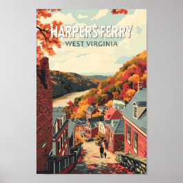 Poster Harpers Ferry West Virginia Viagem Art Vintage