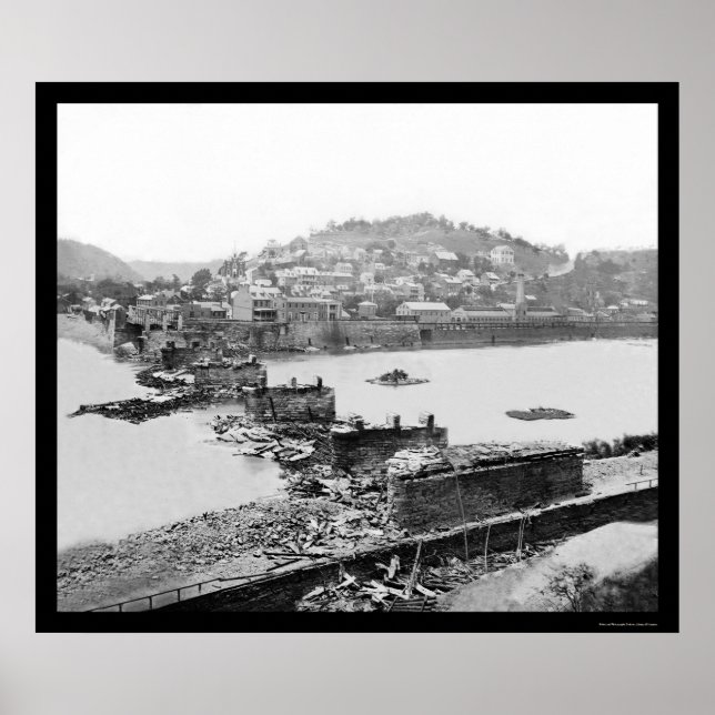 Poster Harpers Ferry, WV Railroad Bridge Ruins 1862 (Frente)