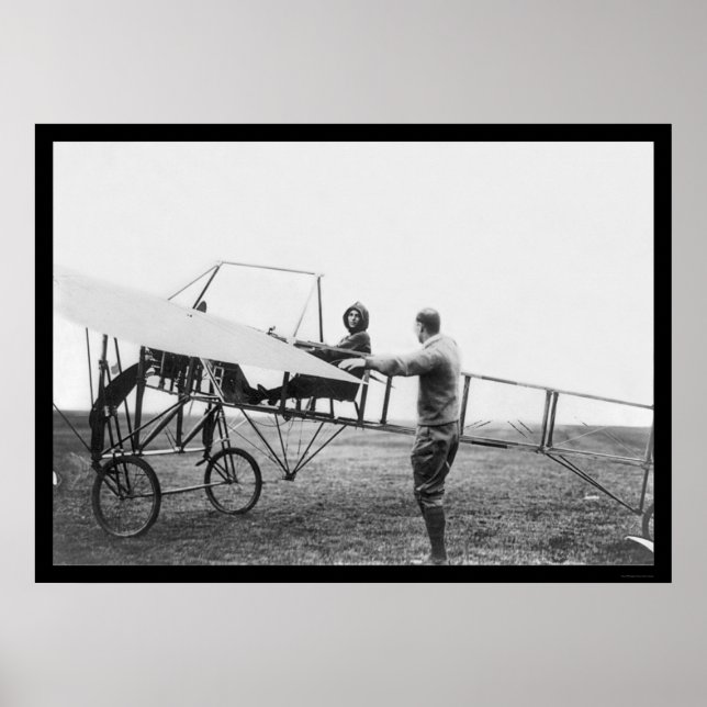 Pôster Harriet Quimby em seu avião 1911 (Frente)