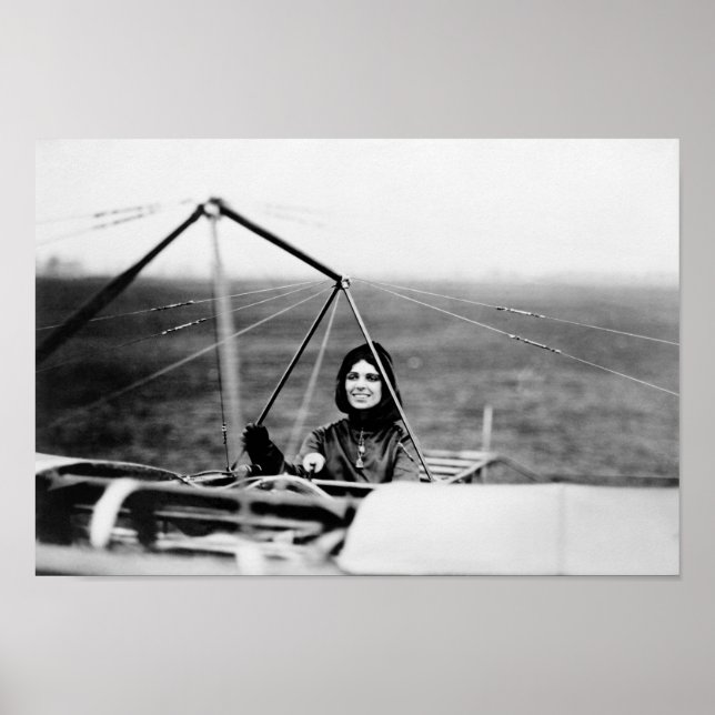 Poster Harriet Quimby em seu Bleriot Monoplane (Frente)