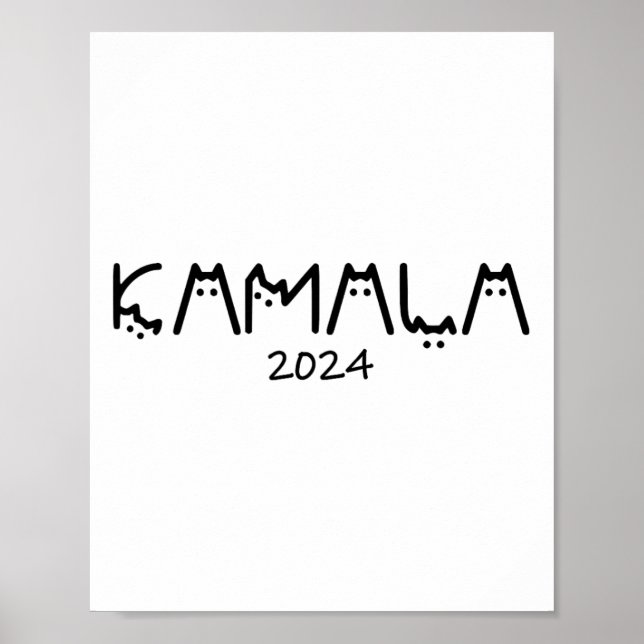 Poster Harris 2024 Engraçada Gama de Gato Sem Fios (Frente)