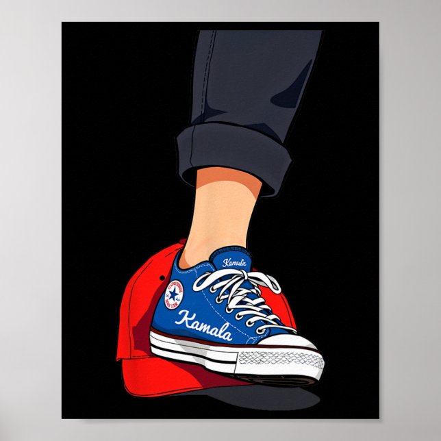 Poster Harris Azul Pisando no Vermelho Mega Chapéu (Frente)