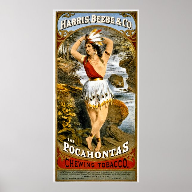 Poster Harris, Beebe & Co. Pocahontas Chiclete Cigarro (Frente)