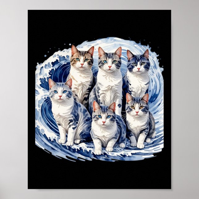 Poster Harris Blue Cats Wave - Engraçado para proprietári (Frente)