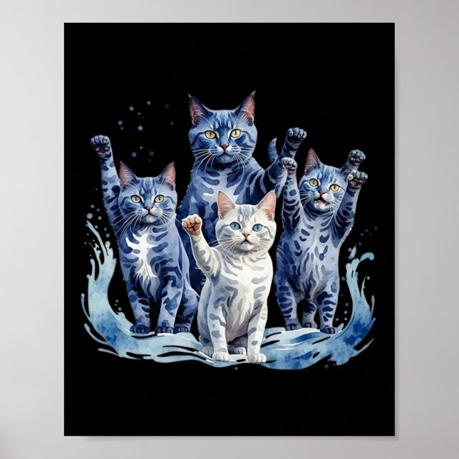 Poster Harris Blue Cats Wave - Engraçado Para Proprietári (Frente)
