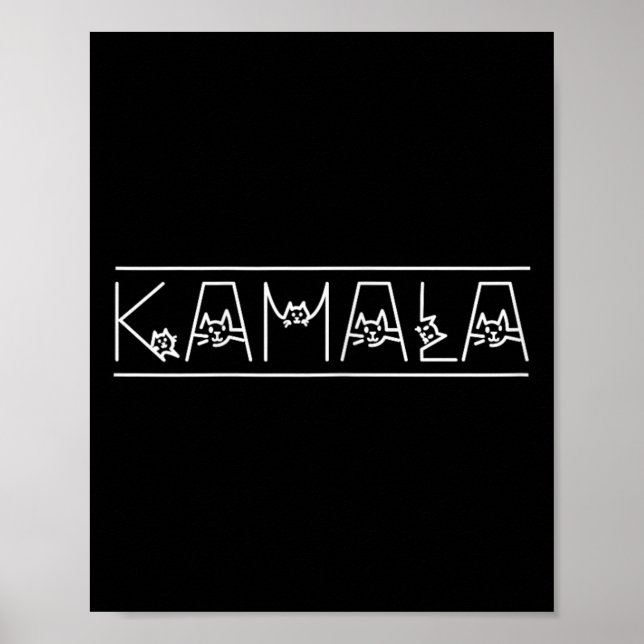 Poster Harris Cat Lettering Position Funny Shirt Kamala (Frente)