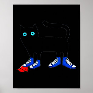 Poster Harris Cat Vestindo Calçados de Canvas Azul Amostr