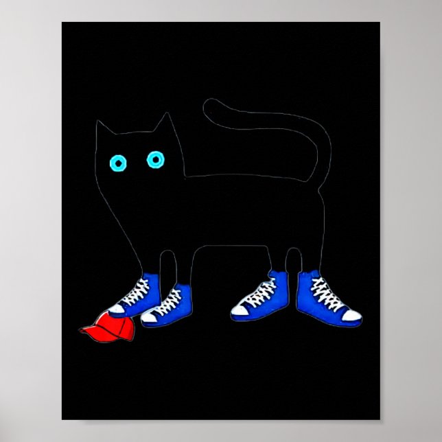 Poster Harris Cat Vestindo Calçados de Canvas Azul Amostr (Frente)