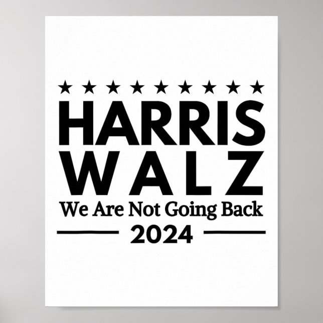 Poster Harris Tim Walz 2024 Não Voltaremos (Frente)
