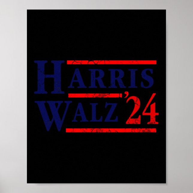 Poster Harris Tim Walz 2024 Partido Democrata Eleitoral (Frente)