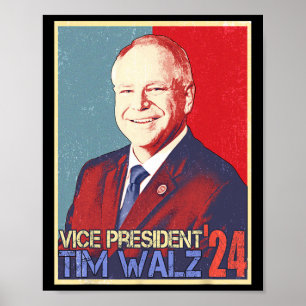 Poster Harris Vice-presidente Tim Walz Waltz Eleição 2024