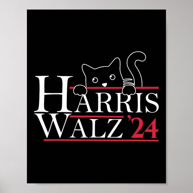 Poster Harris Waltz 2024 Gato Engraçado Lady Kamala Harri (Frente)
