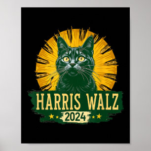 Poster Harris Waltz 2024 Humor Cat Election Kamala Harris