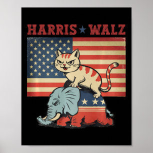 Poster Harris Waltz 2024 Vp Presidente Eleição Gato Engra