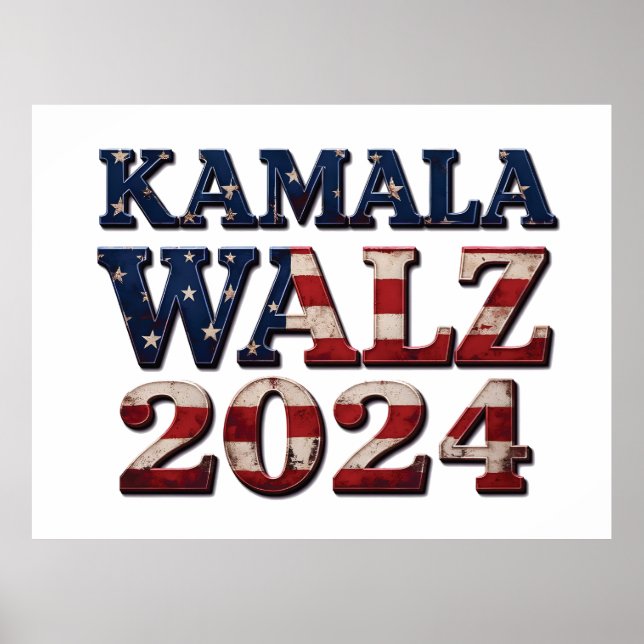 Poster Harris Walz 2024 Eleição Kamala Tim Waltz (Frente)