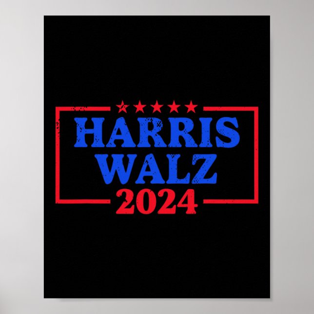Poster Harris Walz 2024 Logotipo Democrata Kam (Frente)