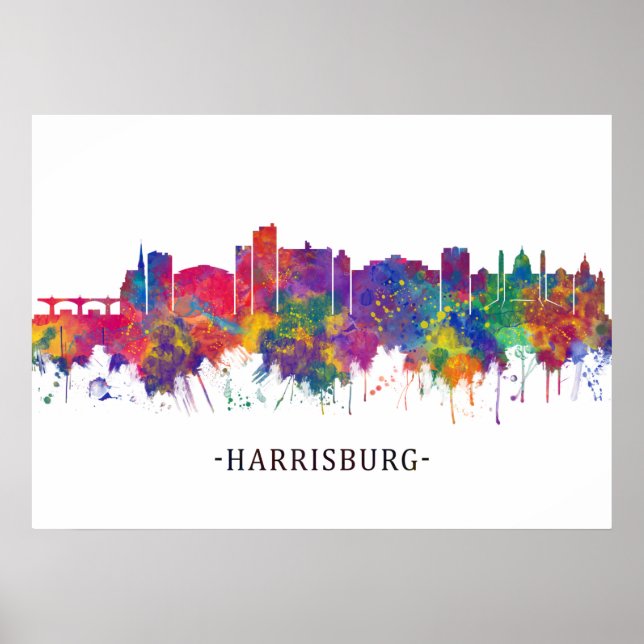 Poster Harrisburg Pensilvânia Skyline (Frente)