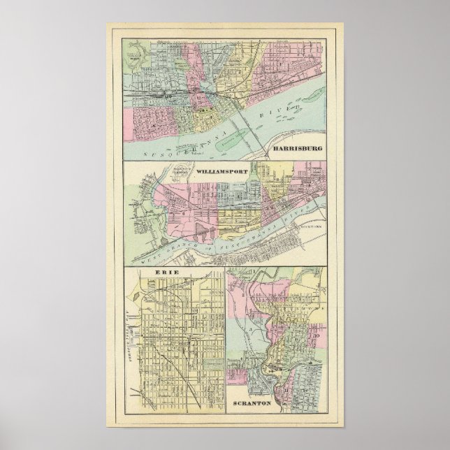 Poster Harrisburg, Williamsport, Erie, Scranton (Frente)